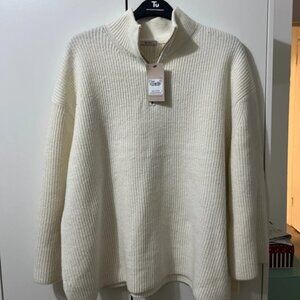 Tu size Large cream zip neck jumper